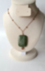 サムネイル： Etched Fern African Green Jasper Necklace