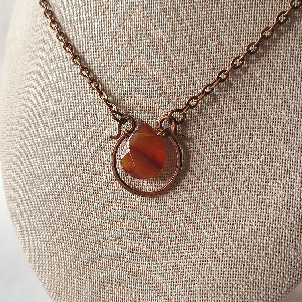Hình thu nhỏ: Faceted Carnelian Teardrop Necklace