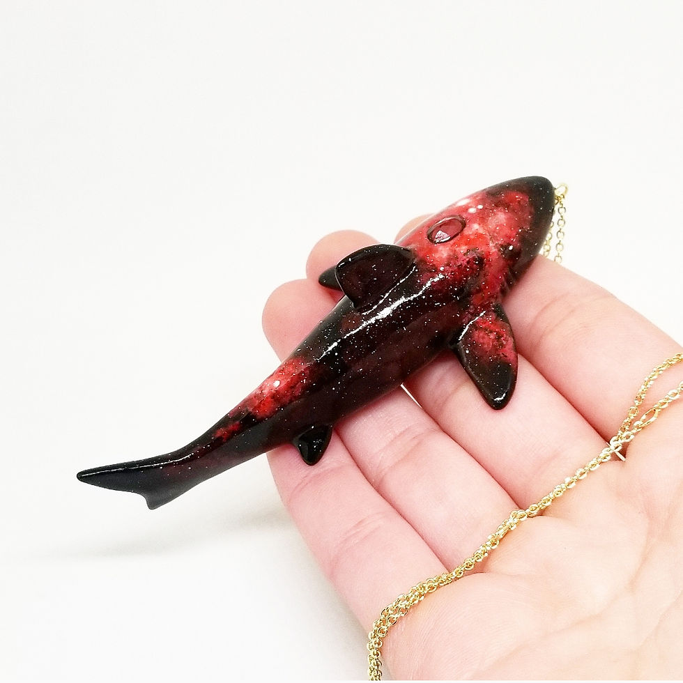 縮圖：Great White Galaxy Shark Pendant