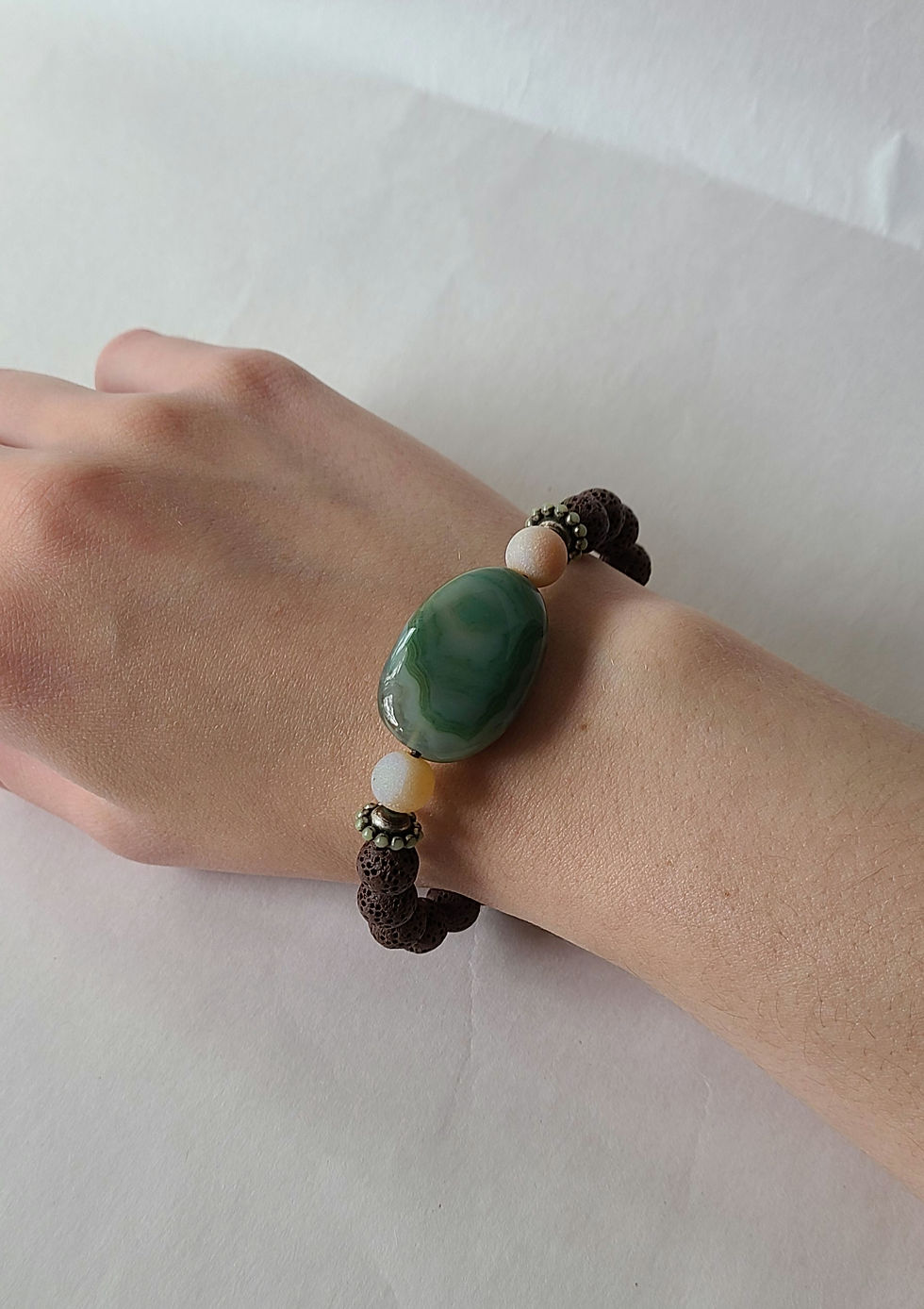 Hình thu nhỏ: Blue Green Blossom Agate Bracelet