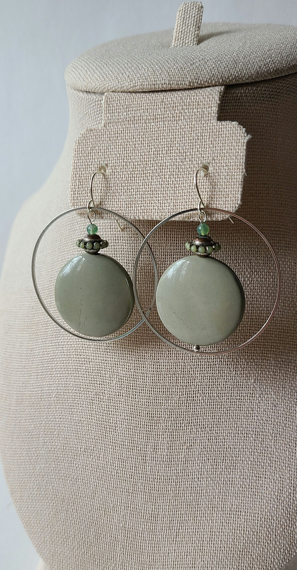 Wild Horse Picture Jasper & Silver Hoop Earrings