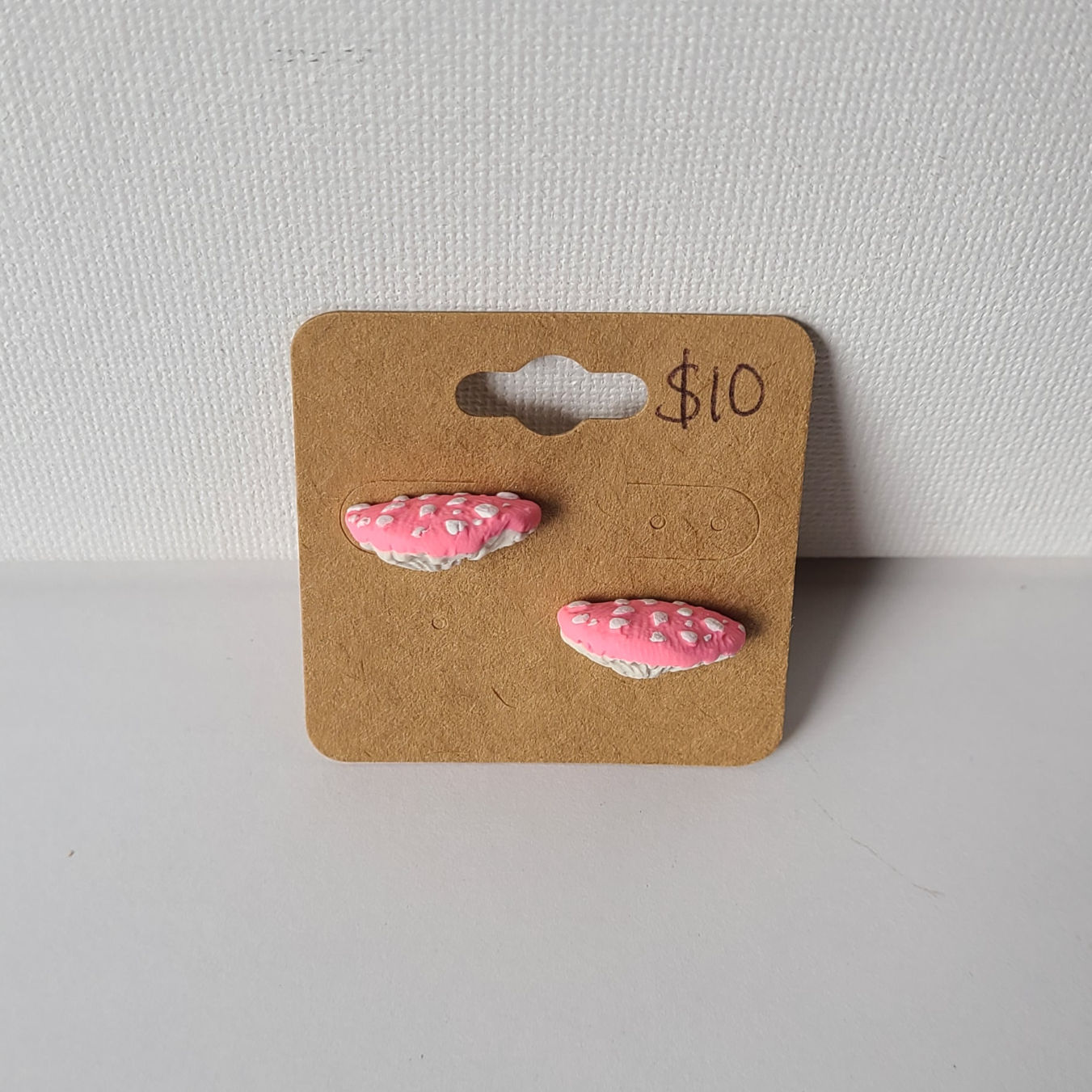 Pink Toadstool Mushroom Post Earrings