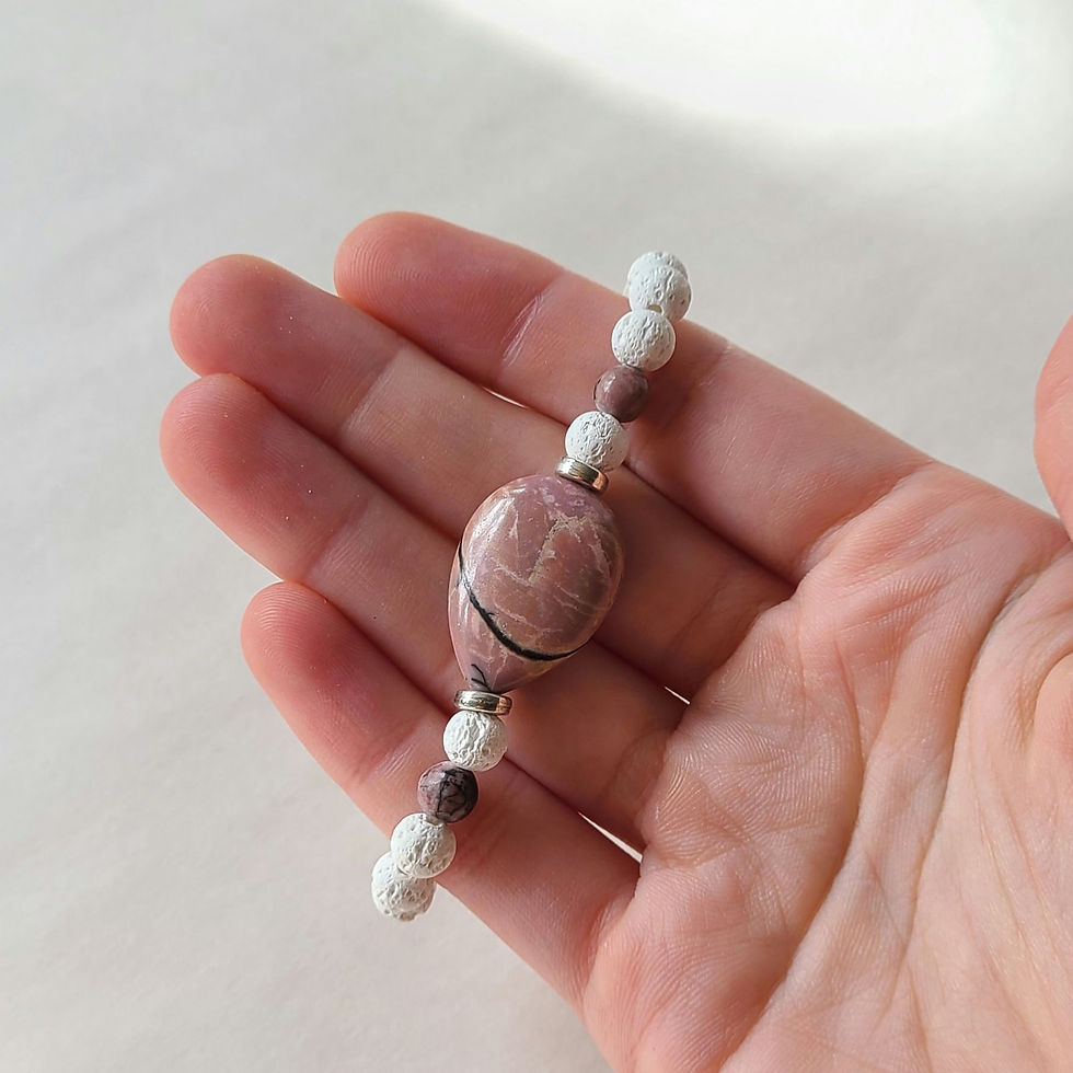 Miniatura: Rhodonite & White Lava Stone Bracelet