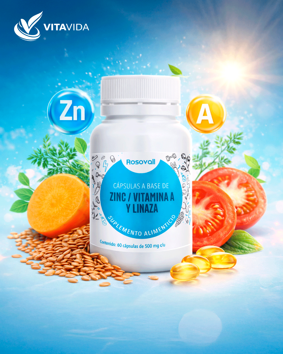 ZINC + VITAMINA A Y LINAZA 60 CAPS