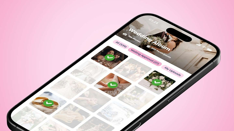 Aprobar u ocultar las fotos de invitados subidas al álbum de bodas