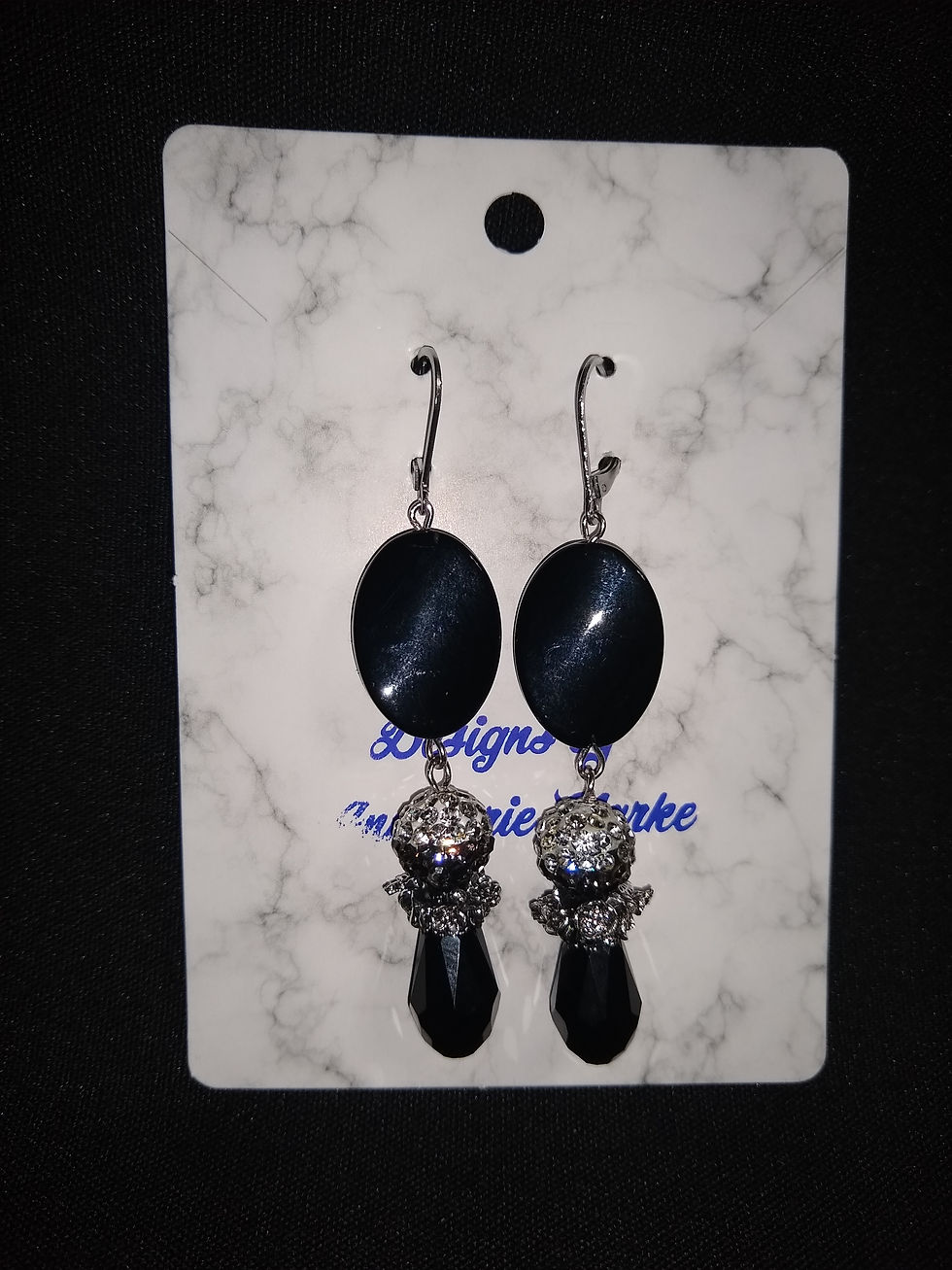 Thumbnail: Black Teardrop Earrings