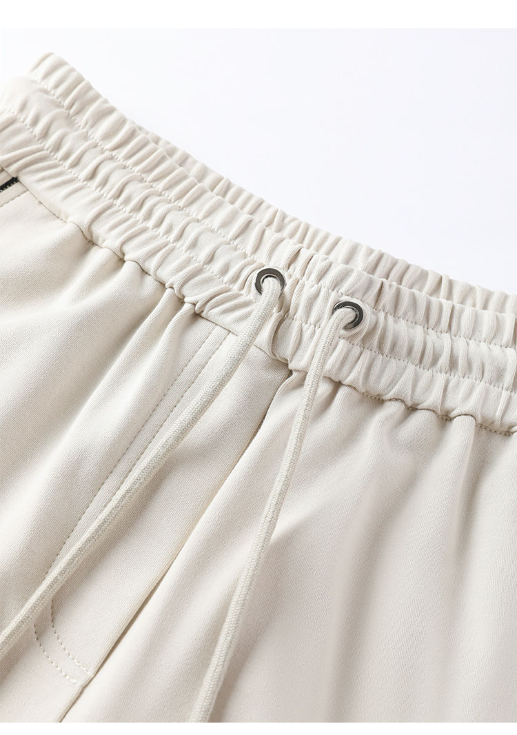 Thumbnail: Wide-Leg Cotton Blend Trousers with Drawstring Waist