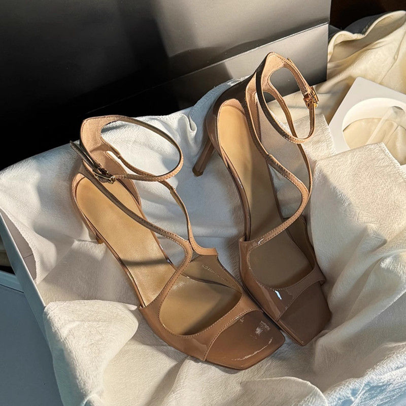 Thumbnail: Patent Leather Peep-Toe Gladiator Sandals