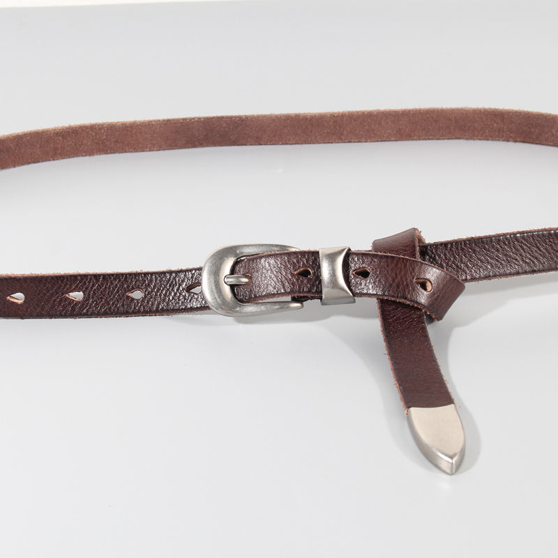 Thumbnail: Knotted Slim Leather Waist Belt
