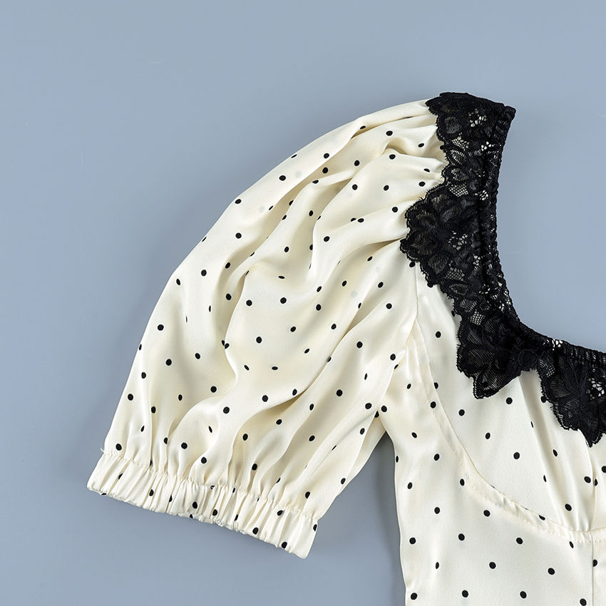 Thumbnail: Vintage Polka Dot Lace Blouse