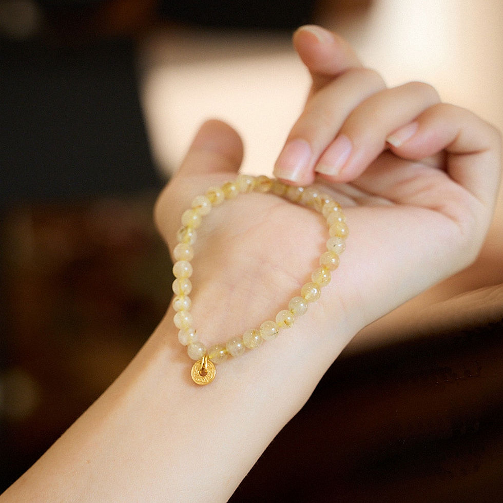 Thumbnail: Golden Rutilated Quartz Charm Bracelet