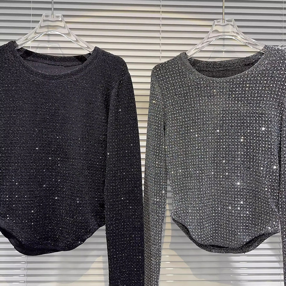 Thumbnail: Plus Size Rhinestone Curved Hem Long Sleeve Top