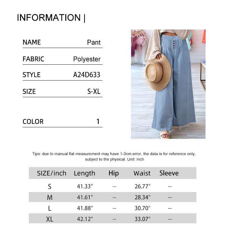 Thumbnail: Wide-Leg Pleated Trousers with Button Front