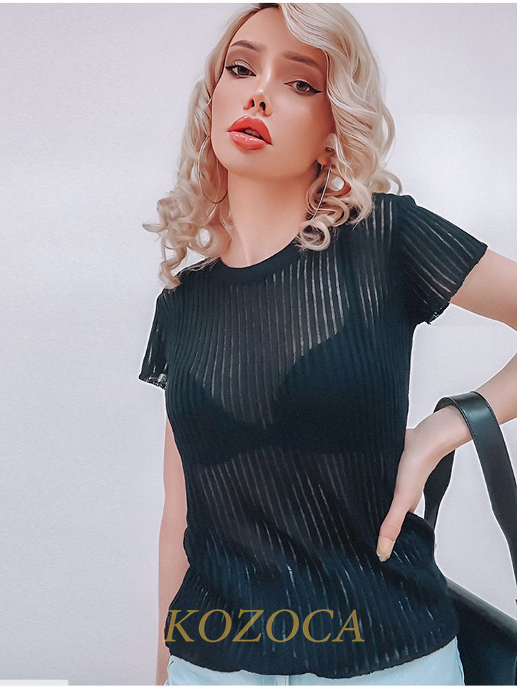 Thumbnail: Sheer Striped Wool T-Shirt