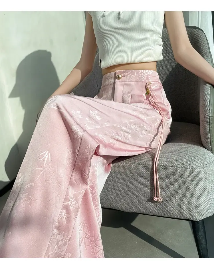 Thumbnail: Jacquard Satin Wide Leg Trousers