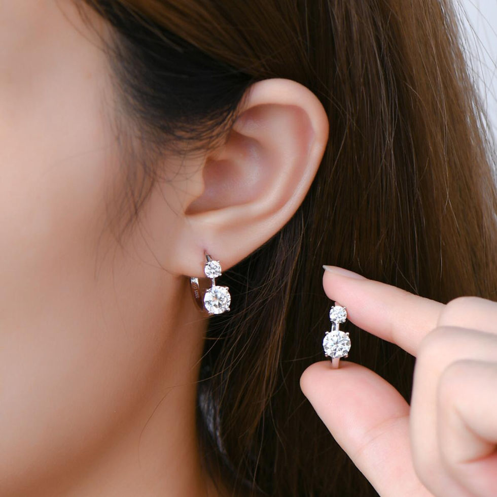 Thumbnail: Rose Gold Moissanite Hoop Earrings
