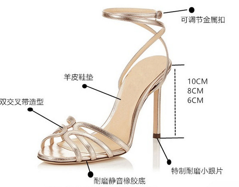 Thumbnail: Cross-Strap Peep-Toe High Heel Sandals