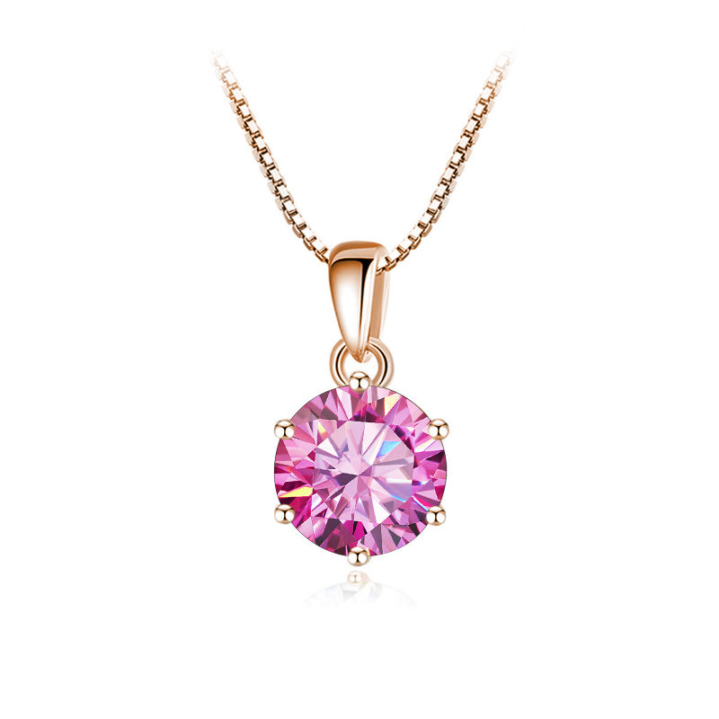 Thumbnail: Rose Gold Moissanite Pendant Necklace
