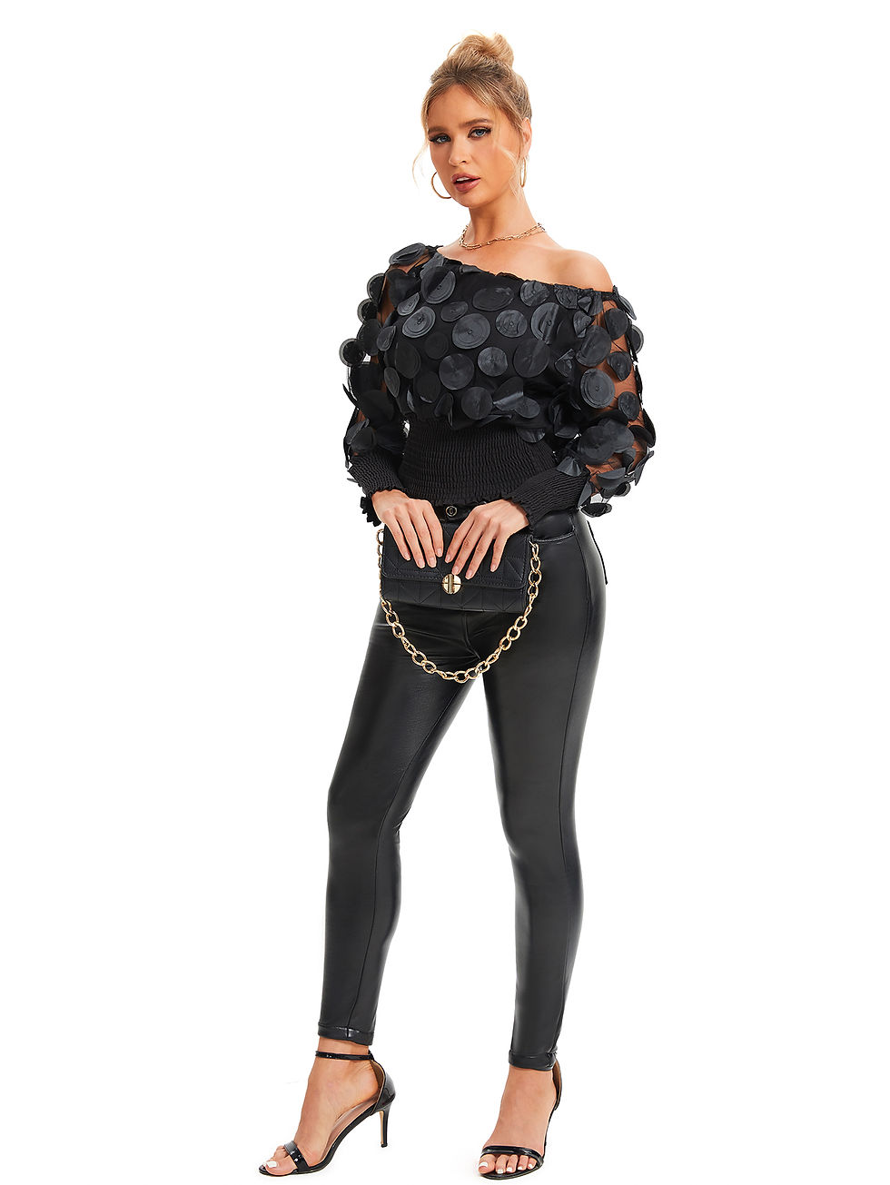 Thumbnail: Asymmetric Appliqué Long Sleeve Blouse