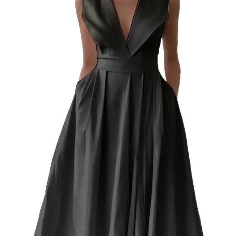 Thumbnail: Deep V-Neck Maxi Dress with High Waist
