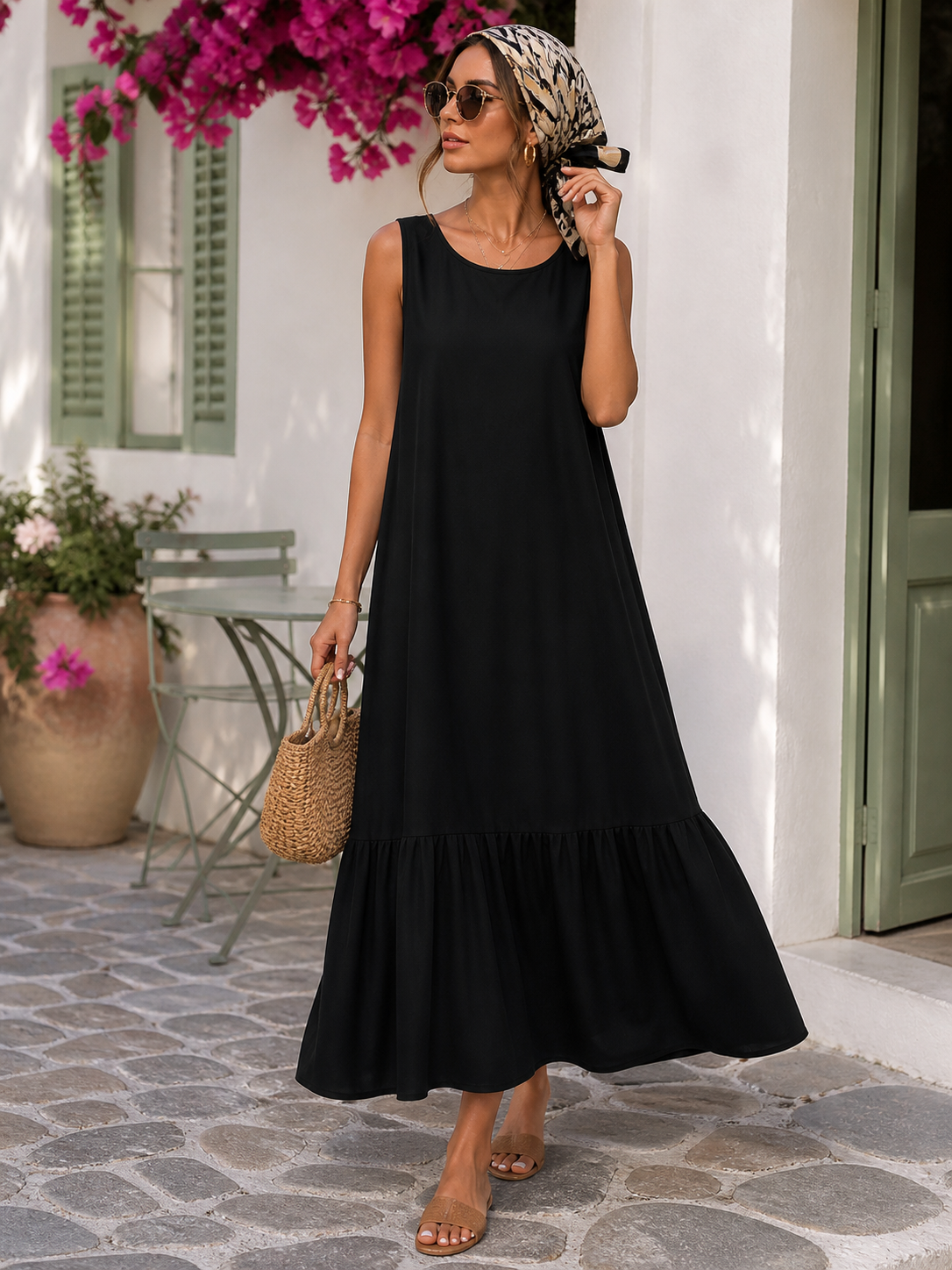Cotton Linen Maxi Dress – Sleeveless Relaxed Fit