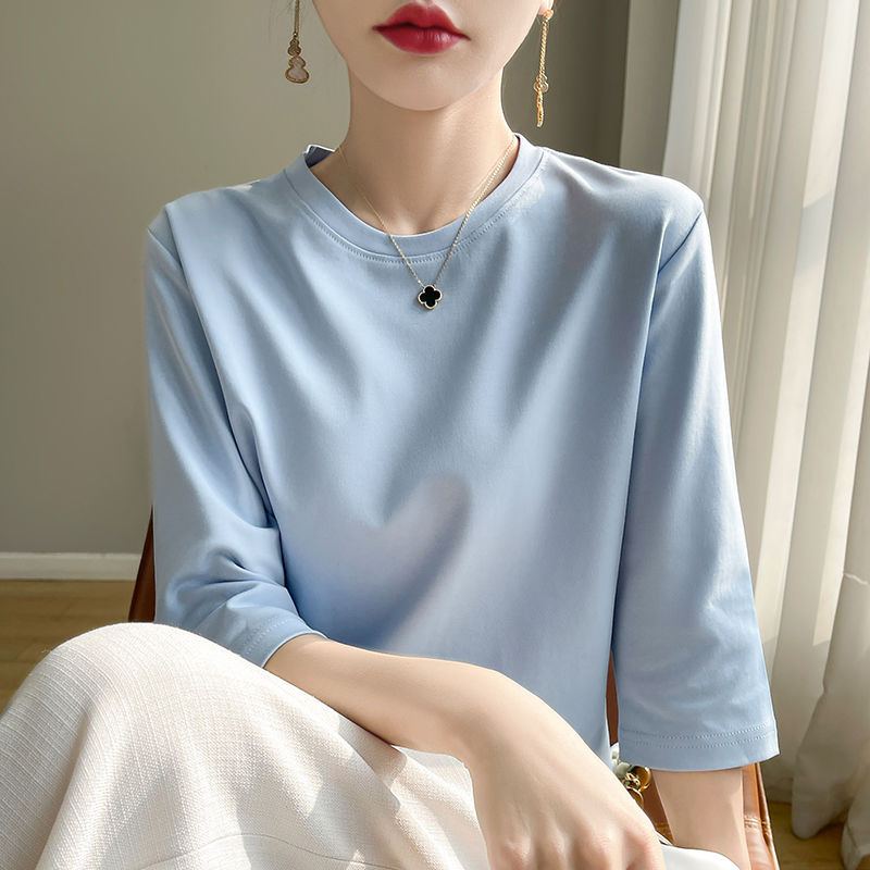 Thumbnail: Mercerized Cotton Cropped T-Shirt