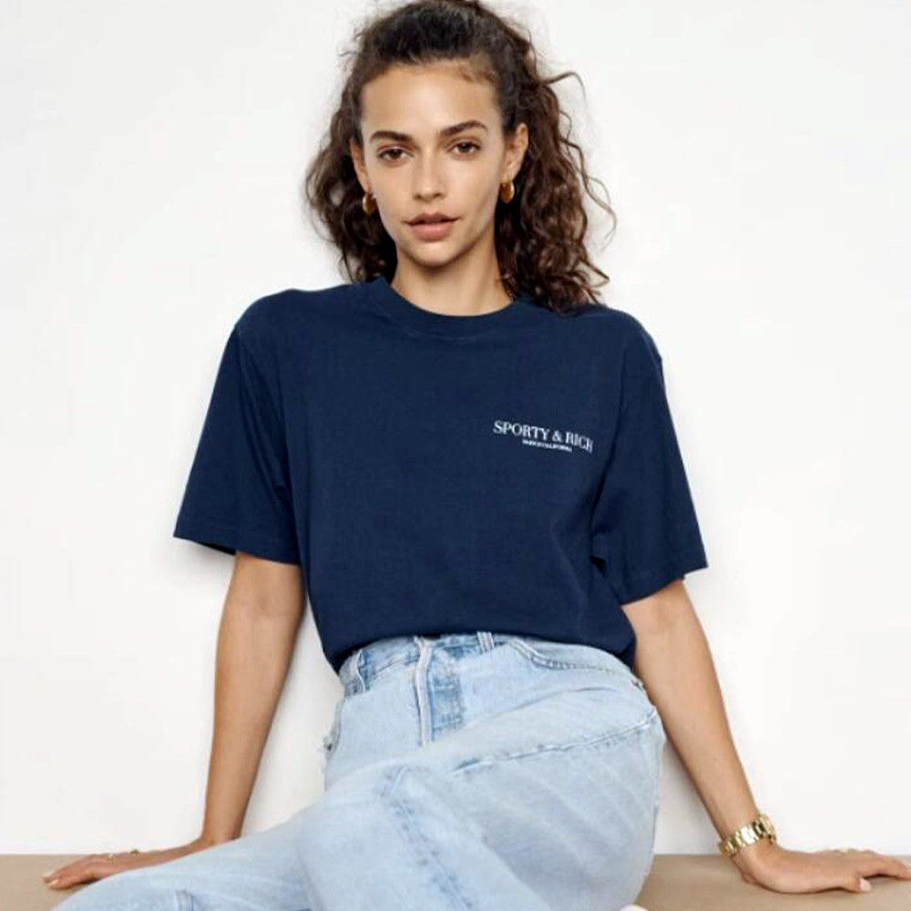 Retro Letter Print Cotton T-Shirt