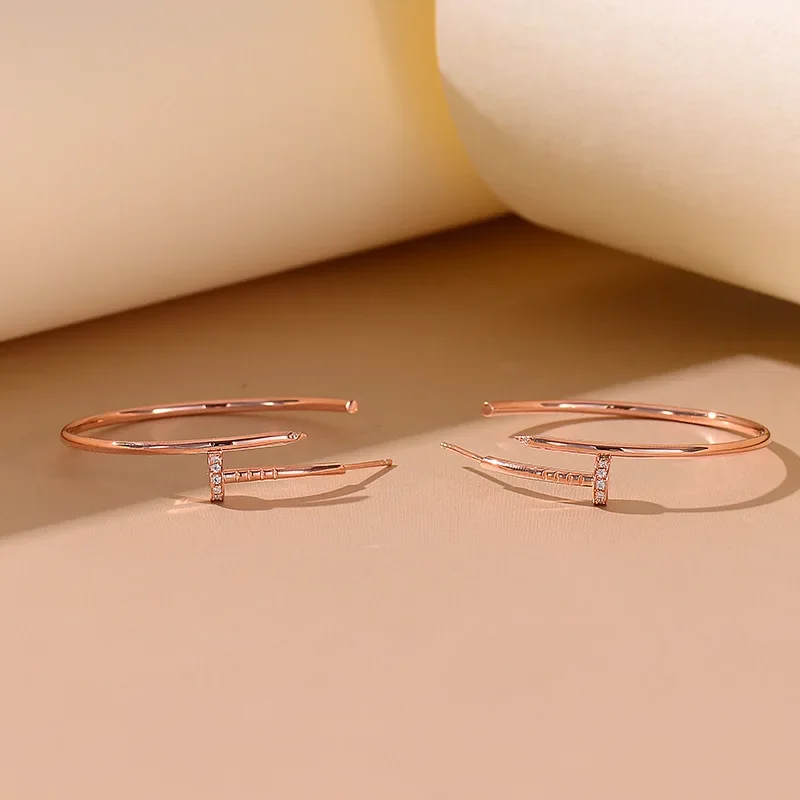 Thumbnail: Moissanite White Gold Plated Hoop Earrings