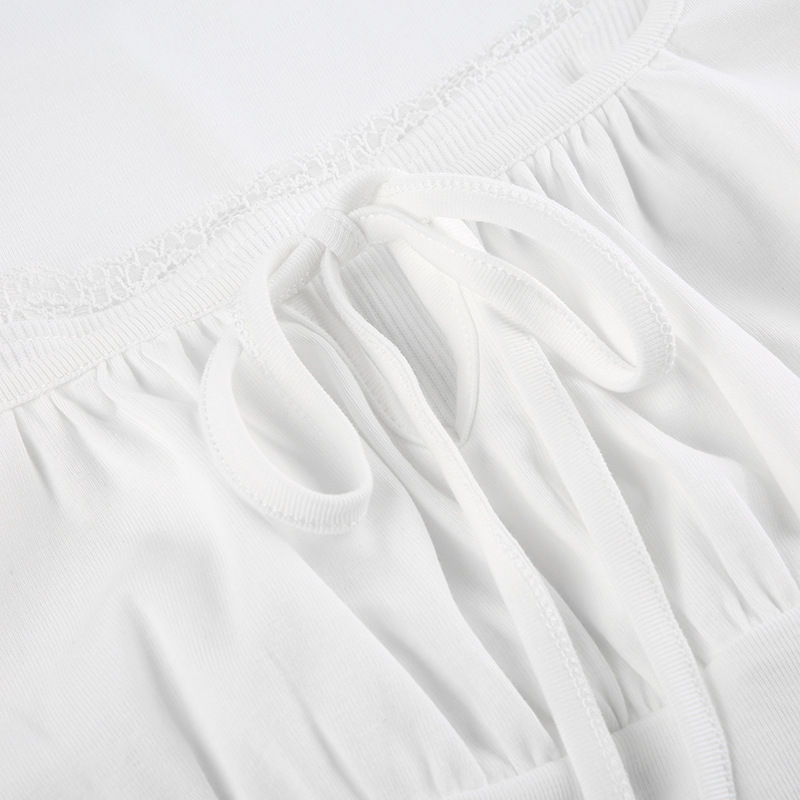 Thumbnail: Ruched Square Neck Knit Crop Top