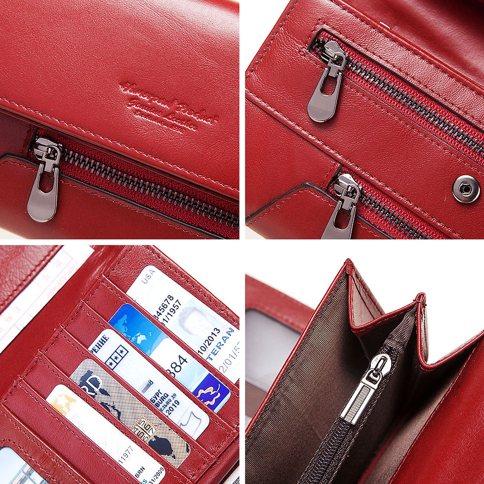 Thumbnail: RFID Tri-Fold Leather Clutch Wallet
