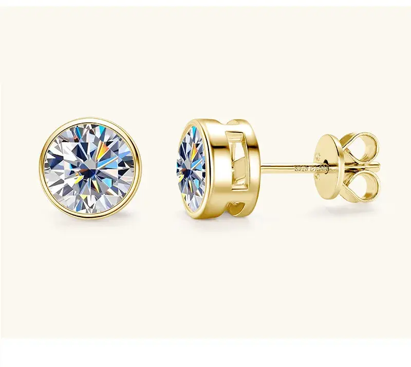 Thumbnail: Moissanite Gold Plated Stud Earrings