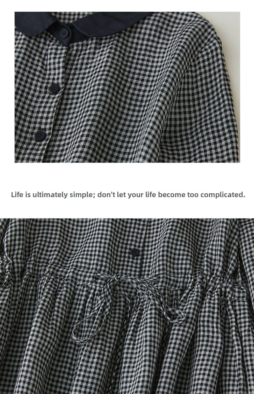 Thumbnail: Plaid Linen Midi Dress – Long Sleeve A-Line