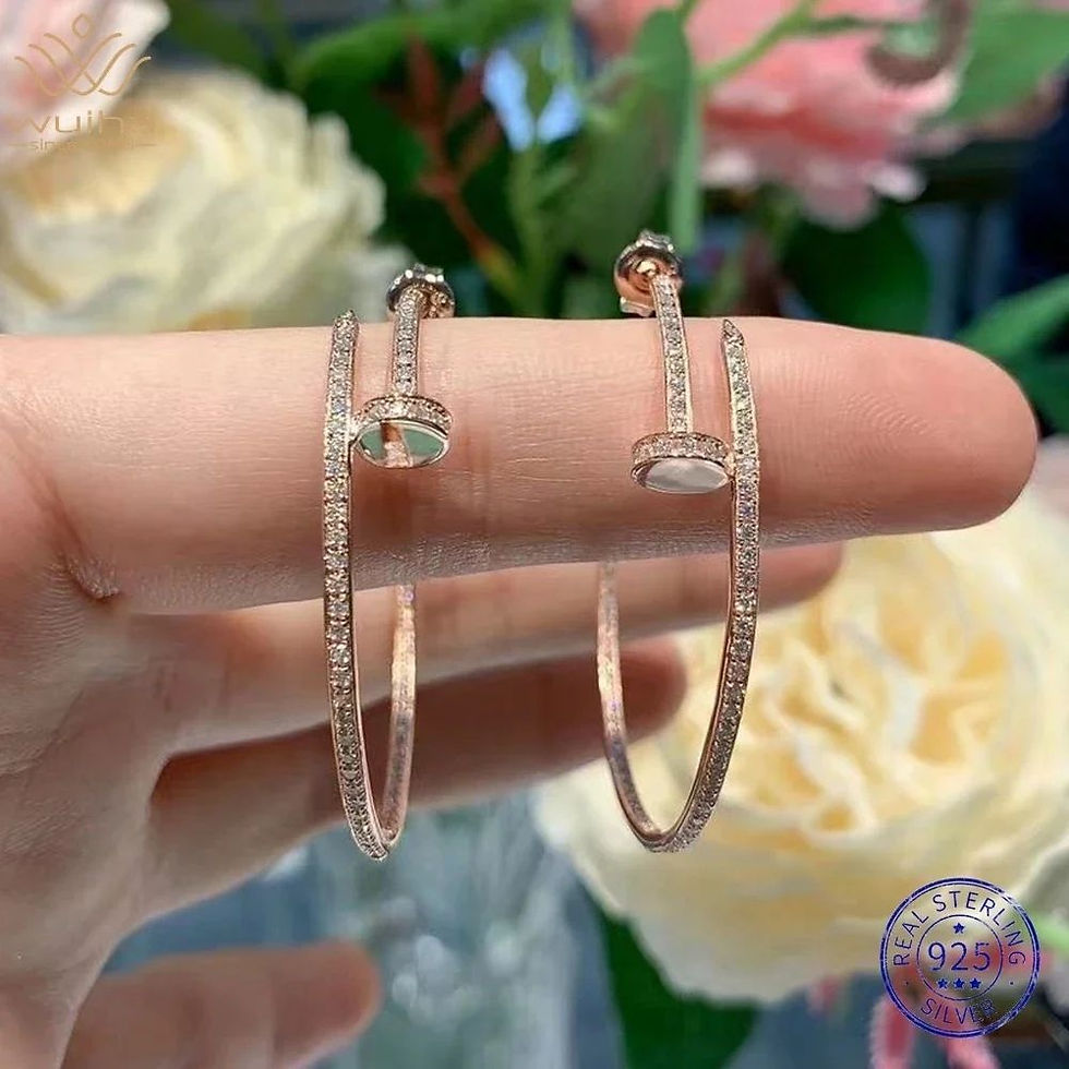 Thumbnail: Moissanite White Gold Plated Hoop Earrings