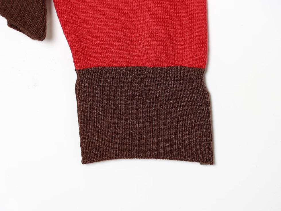 Thumbnail: Striped Polo Neck Knit Sweater