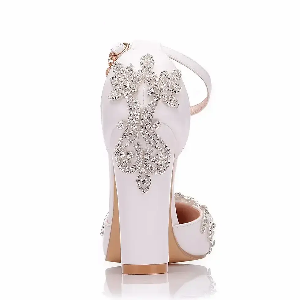 Thumbnail: Pointed-Toe Rhinestone Heel Sandals