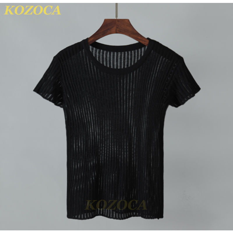 Thumbnail: Sheer Striped Wool T-Shirt