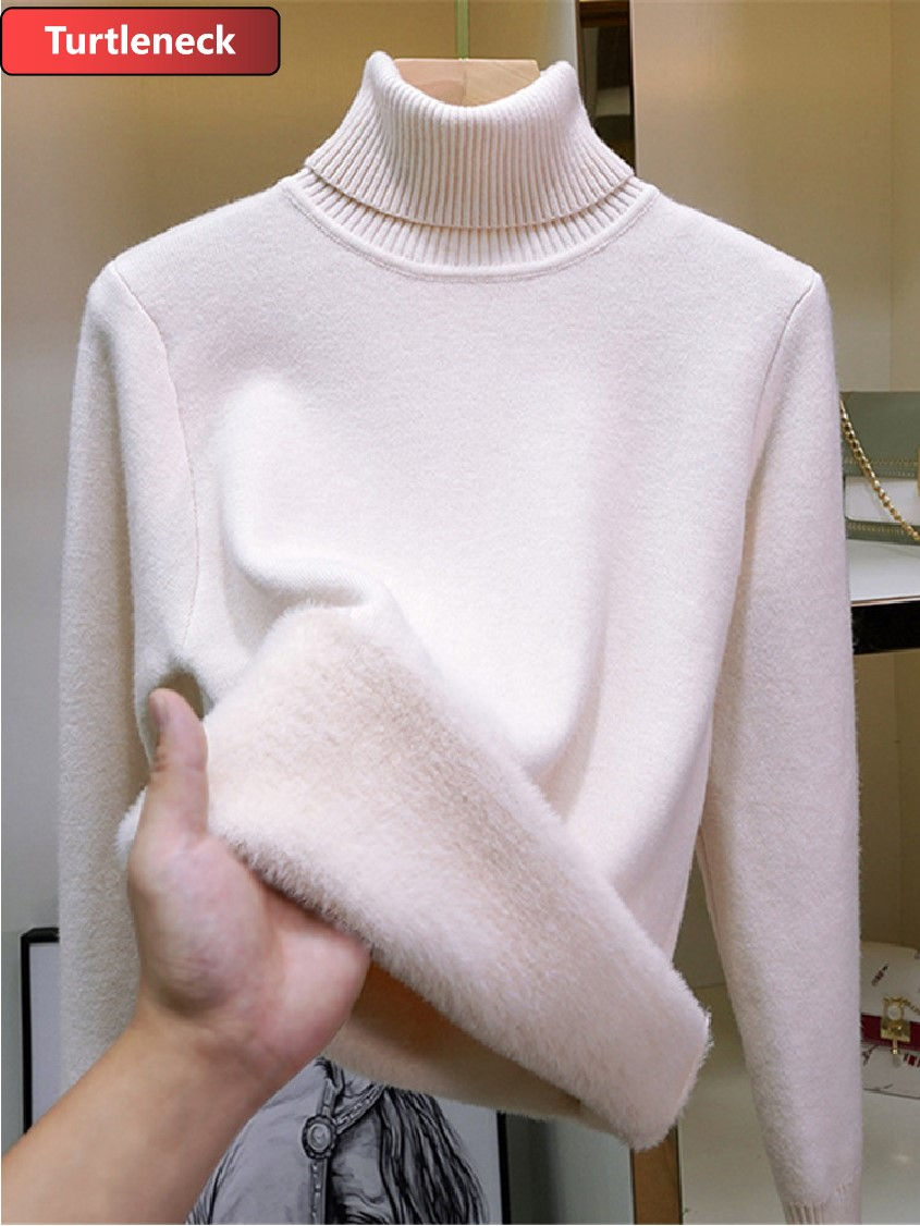 Thumbnail: Velvet Lined Turtleneck Sweater