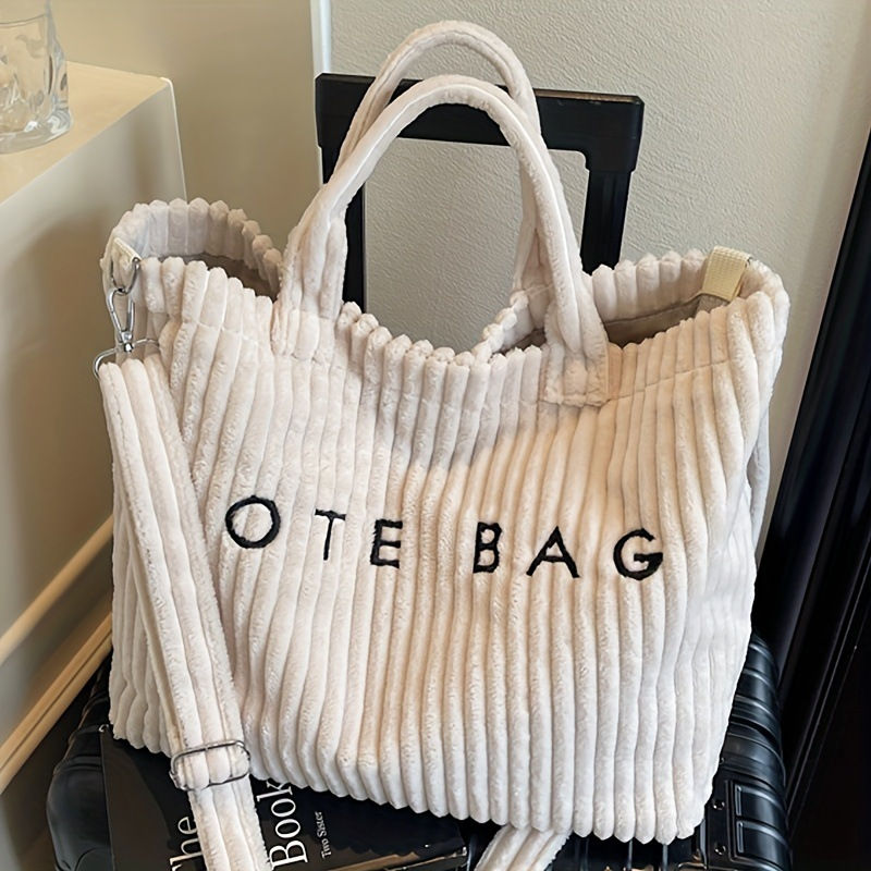 Thumbnail: Corduroy Striped Tote Bag
