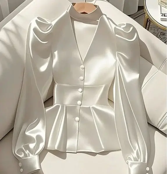 Thumbnail: Waist Cinched Satin Shirt