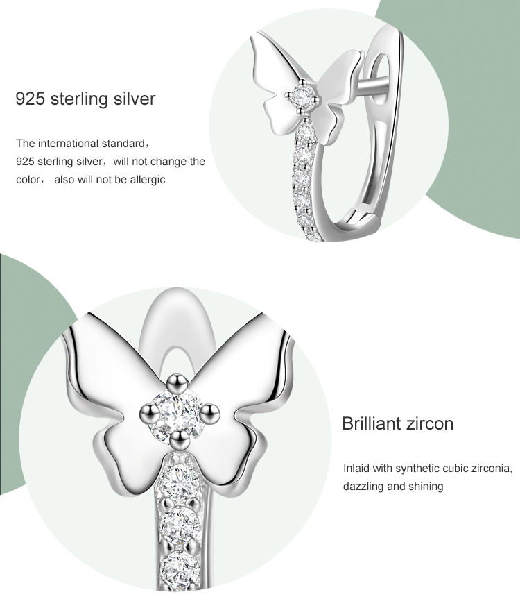 Thumbnail: Butterfly Zircon Sterling Silver Earrings