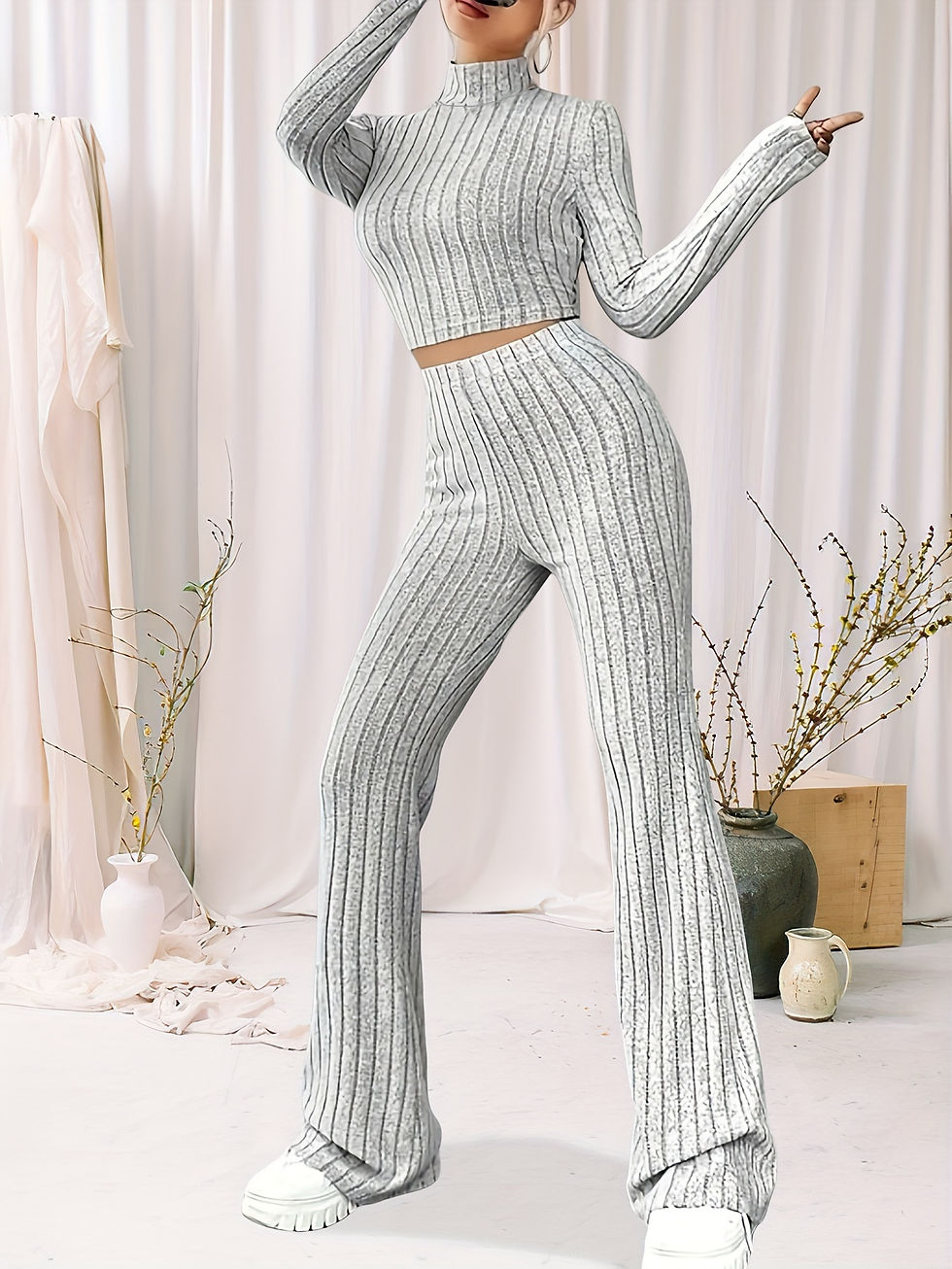 Thumbnail: Knit Turtleneck Lounge Set