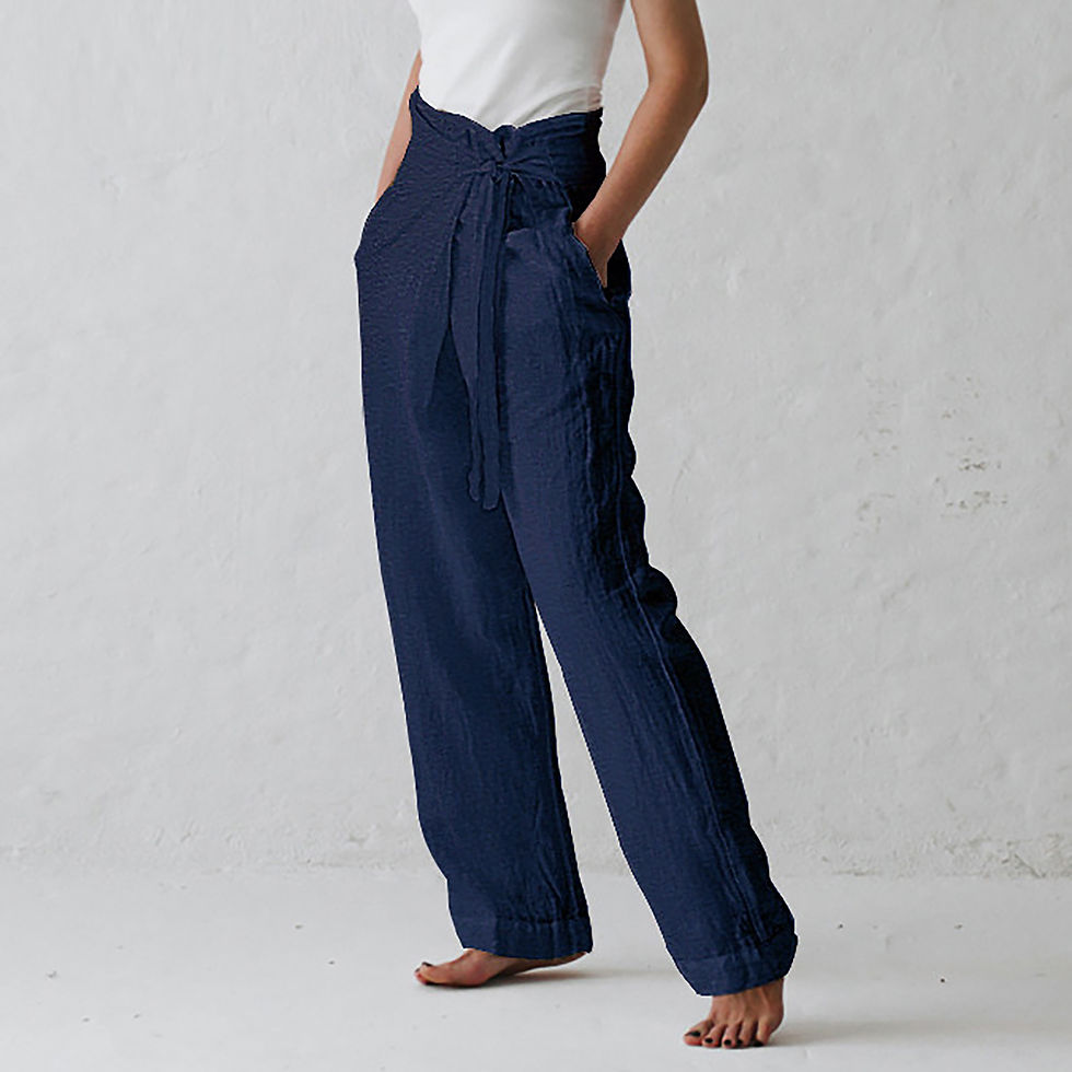 Thumbnail: Elastic Hem Casual Tapered Trousers