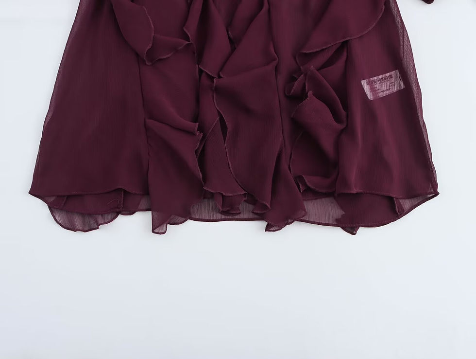 Thumbnail: Sheer Layered Ruffle V-Neck Blouse