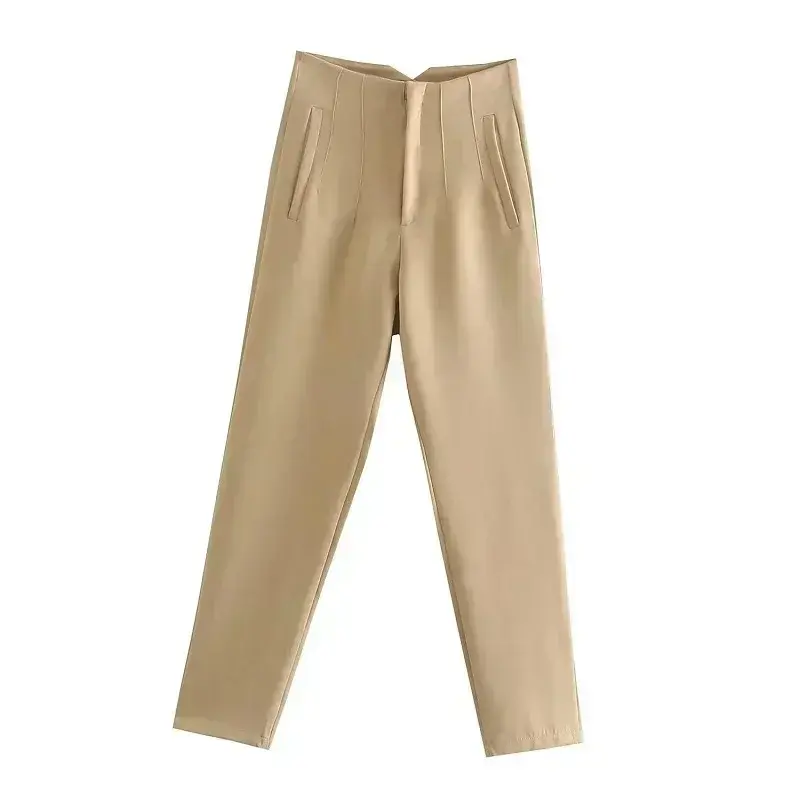 Thumbnail: Cropped High-Waisted Tailored Trousers
