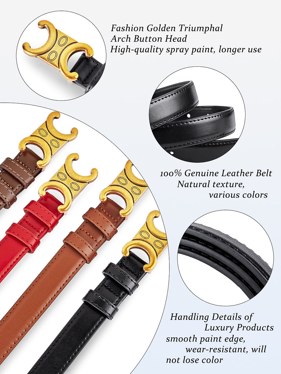 Thumbnail: Gold Buckle Leather Belt
