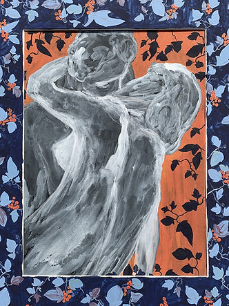 Hommage a Auguste Rodin, Etude du Le Baiser, 2023, gouache, 29X39.JPEG