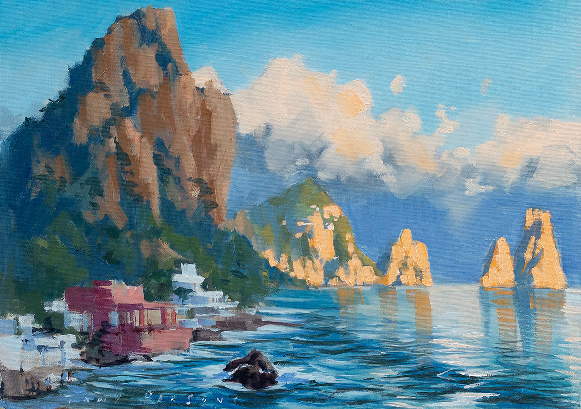Painting of the view from Gracie Fields House in Capri