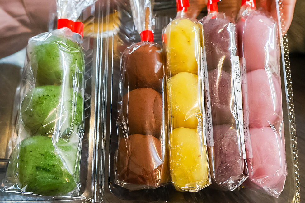Several dango sticks wrapped.
