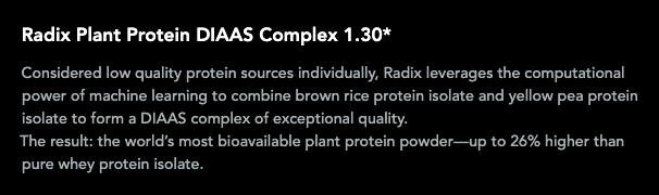 Radix Nutrition Plant Based Protein Powder DIAAS Explained