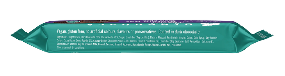 Ingredients list on greenback triple choc protein bar